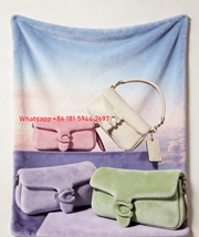Coach Pastel Tabby Bag Collection Flannel Throw Blanket for Couch and Wall Decor C315